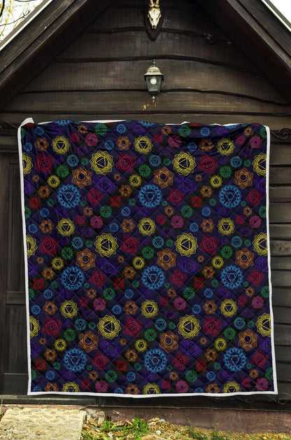 Chakra Colorful Print Pattern Premium Quilt-JTAMIGO.COM