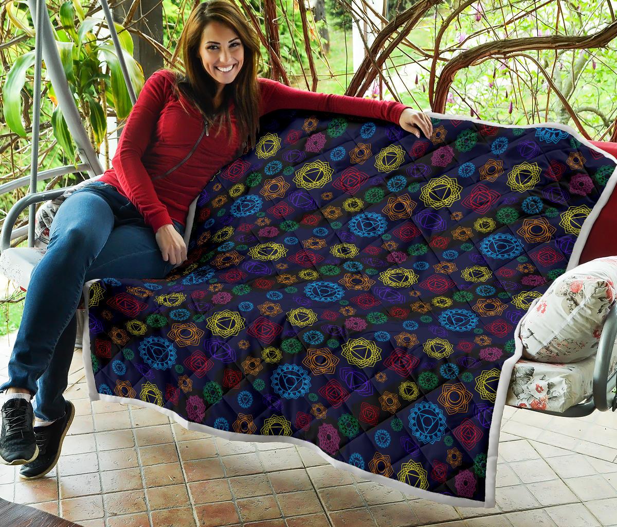 Chakra Colorful Print Pattern Premium Quilt-JTAMIGO.COM