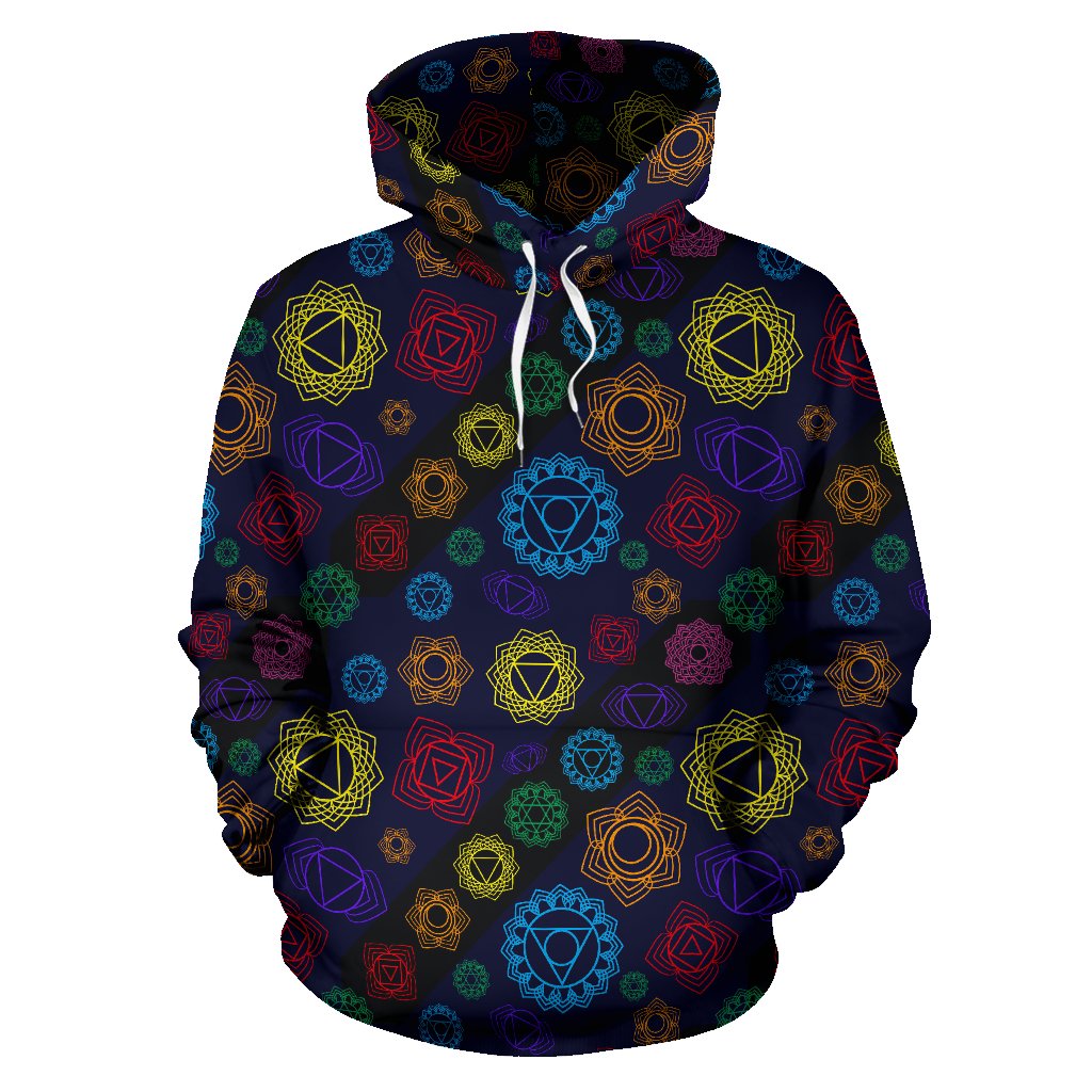 Chakra Colorful Print Pattern Pullover Hoodie