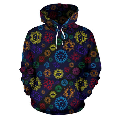 Chakra Colorful Print Pattern Pullover Hoodie