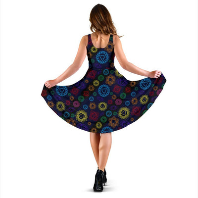 Chakra Colorful Print Pattern Sleeveless Dress