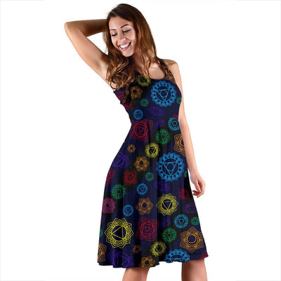 Chakra Colorful Print Pattern Sleeveless Dress