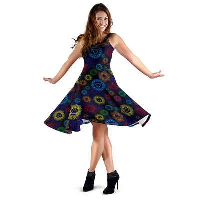 Chakra Colorful Print Pattern Sleeveless Dress