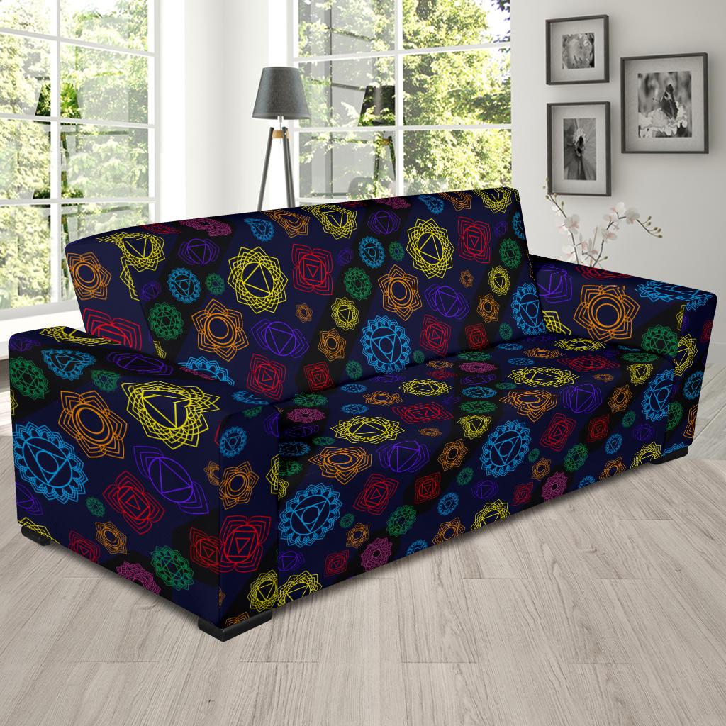 Chakra Colorful Print Pattern Sofa Slipcover-JTAMIGO.COM