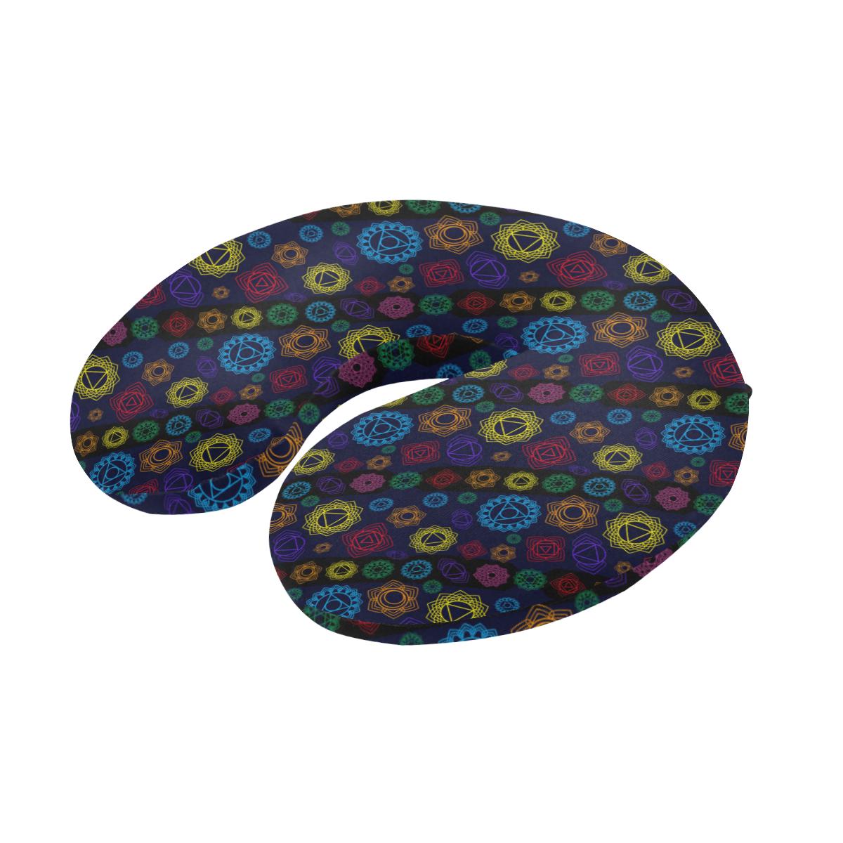 Chakra Colorful Print Pattern U-Shaped Travel Neck Pillow-JTAMIGO.COM