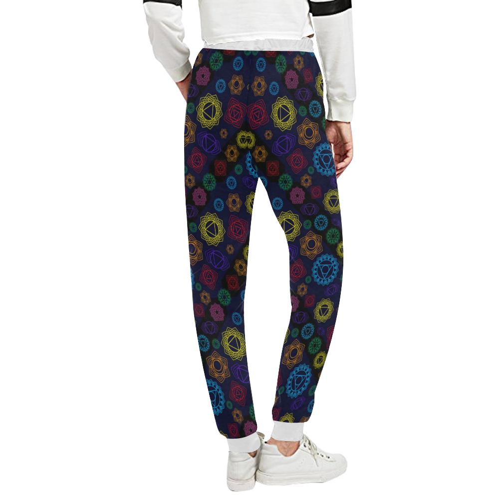Chakra Colorful Print Pattern Unisex Casual Sweatpants (Model L11)-JTAMIGO.COM