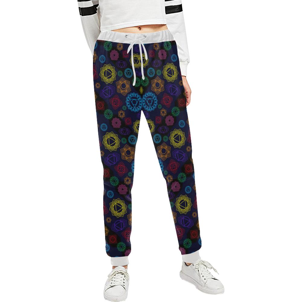Chakra Colorful Print Pattern Unisex Casual Sweatpants (Model L11)-JTAMIGO.COM