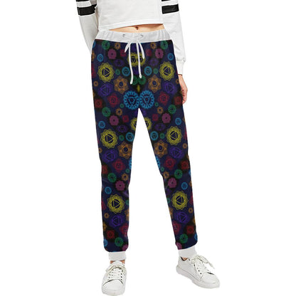 Chakra Colorful Print Pattern Unisex Casual Sweatpants (Model L11)-JTAMIGO.COM