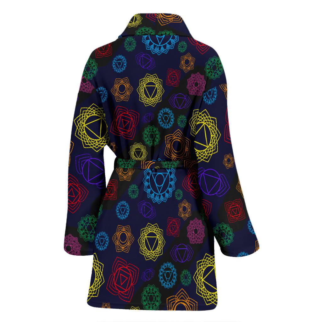 Chakra Colorful Print Pattern Women Bath Robe-JTAMIGO.COM