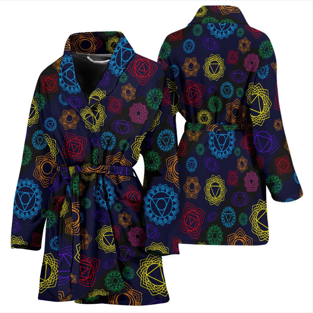 Chakra Colorful Print Pattern Women Bath Robe-JTAMIGO.COM