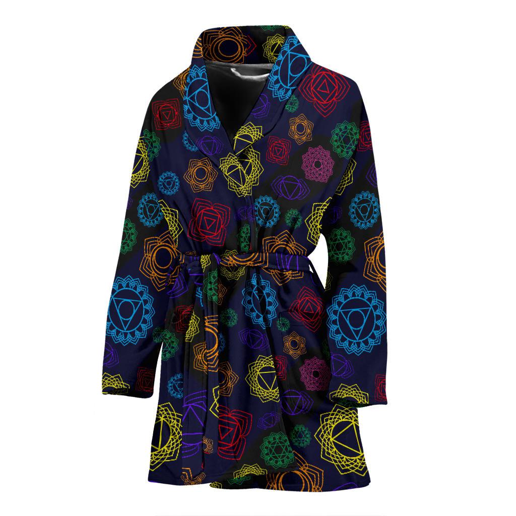 Chakra Colorful Print Pattern Women Bath Robe-JTAMIGO.COM