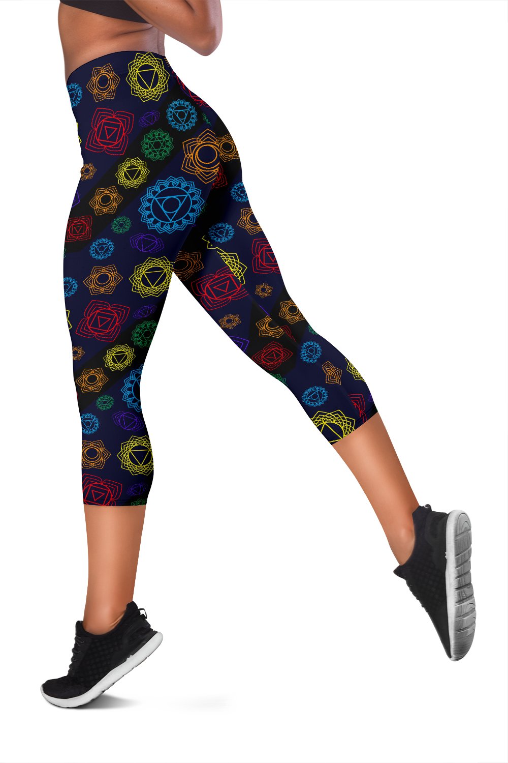 Chakra Colorful Print Pattern Women Capris