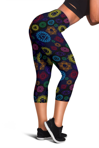Chakra Colorful Print Pattern Women Capris