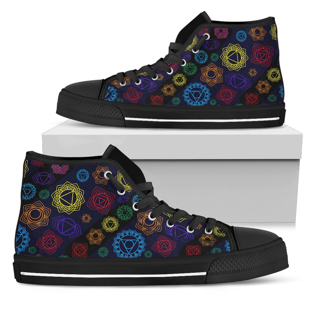 Chakra Colorful Print Pattern Women High Top Shoes