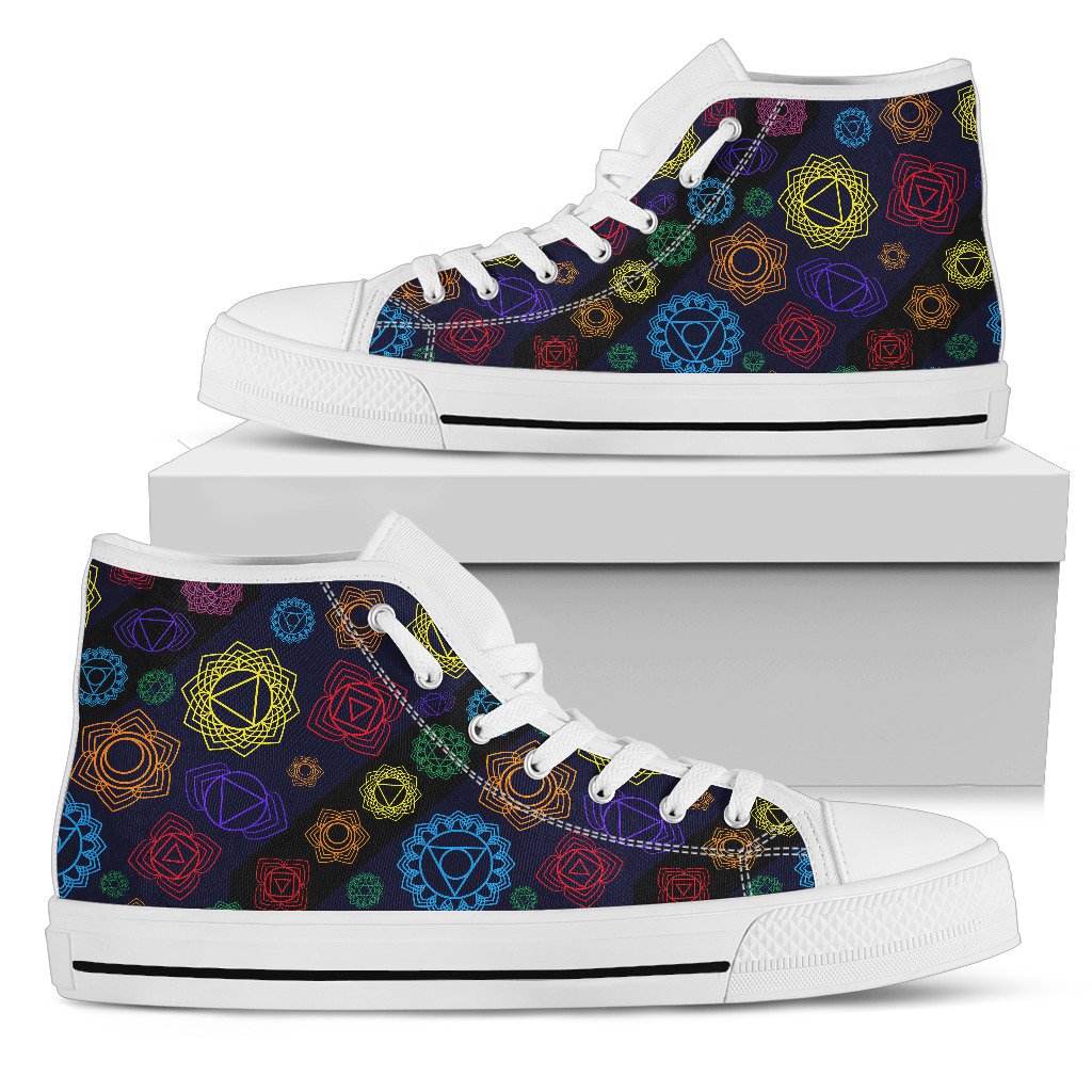Chakra Colorful Print Pattern Women High Top Shoes