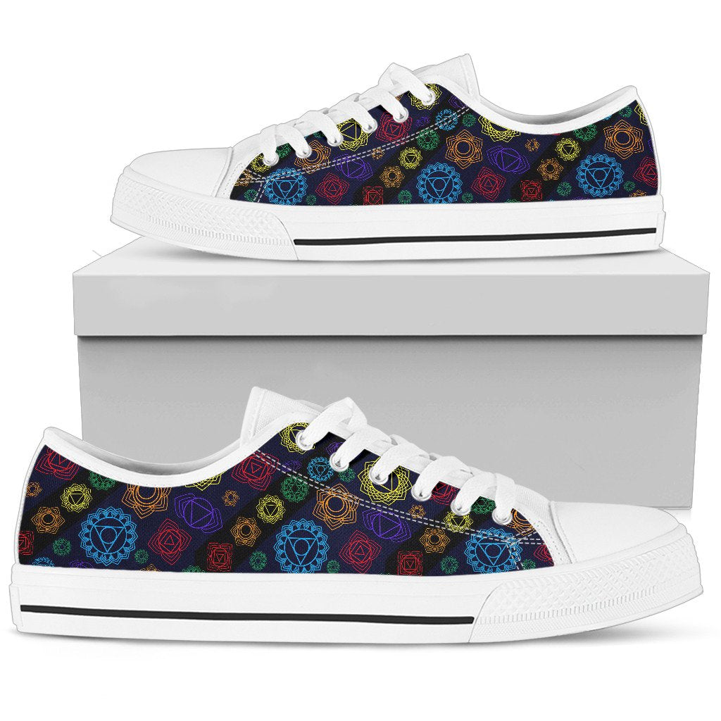 Chakra Colorful Print Pattern Women Low Top Shoes