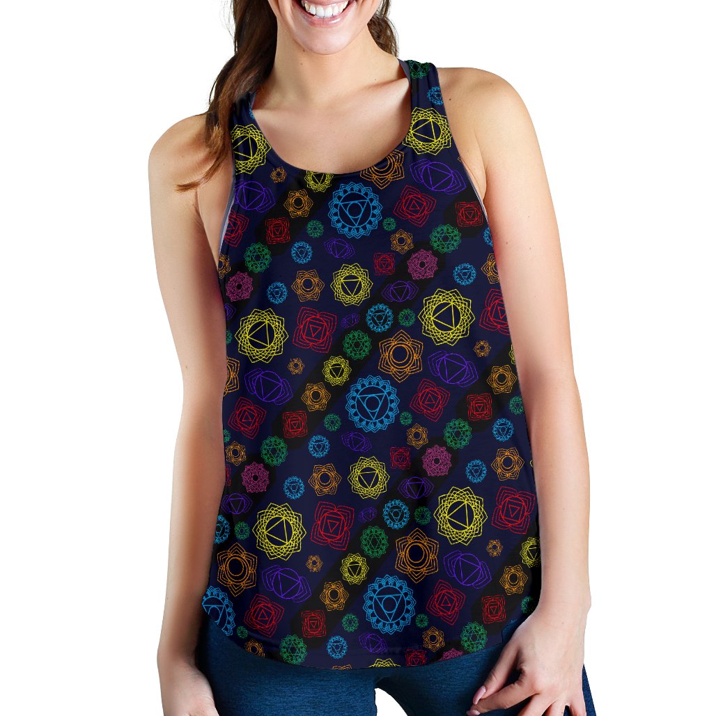 Chakra Colorful Print Pattern Women Racerback Tank Top