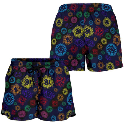 Chakra Colorful Print Pattern Women Shorts-JTAMIGO.COM