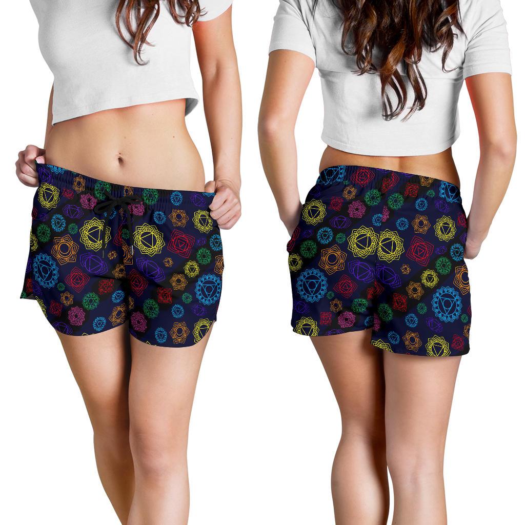 Chakra Colorful Print Pattern Women Shorts-JTAMIGO.COM