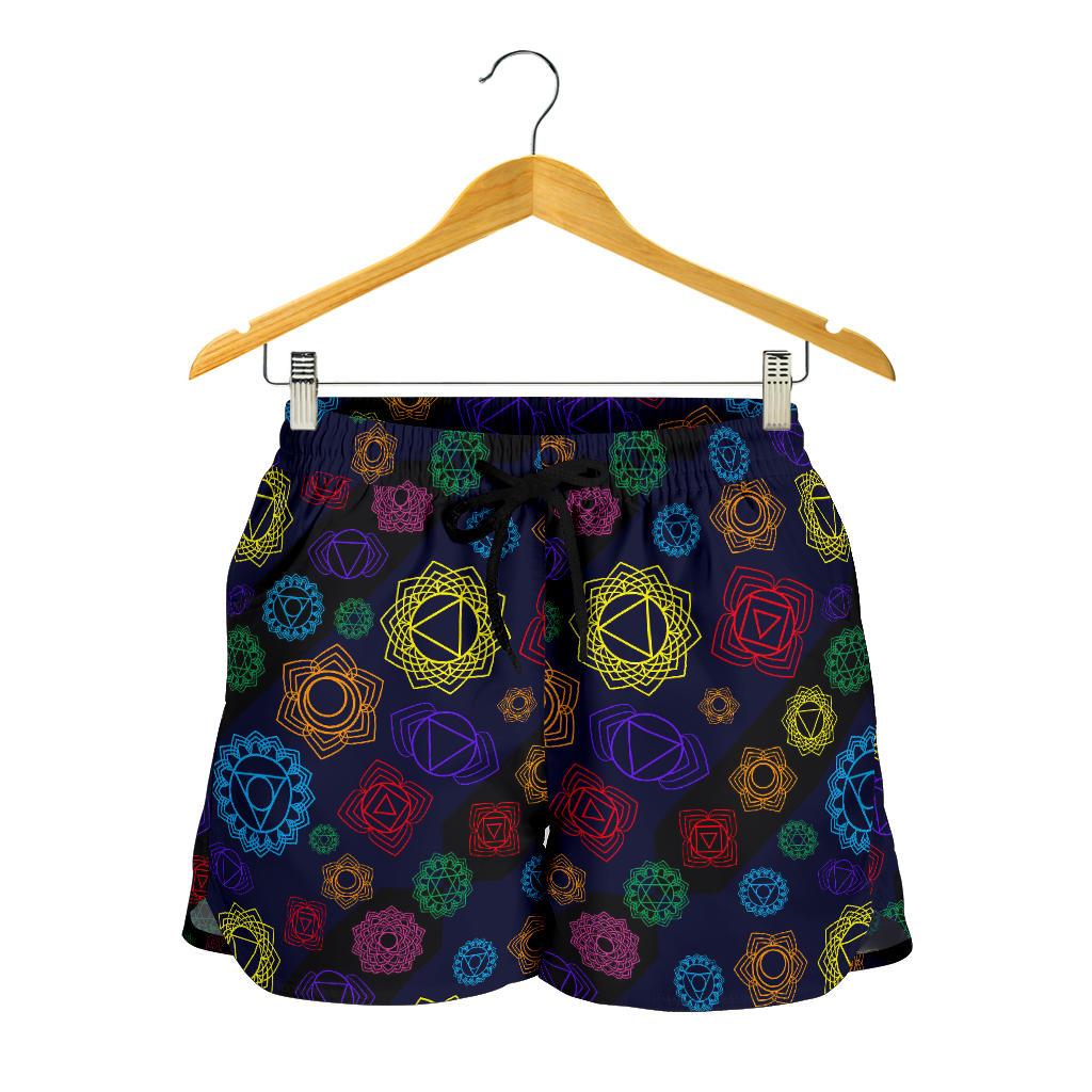Chakra Colorful Print Pattern Women Shorts-JTAMIGO.COM