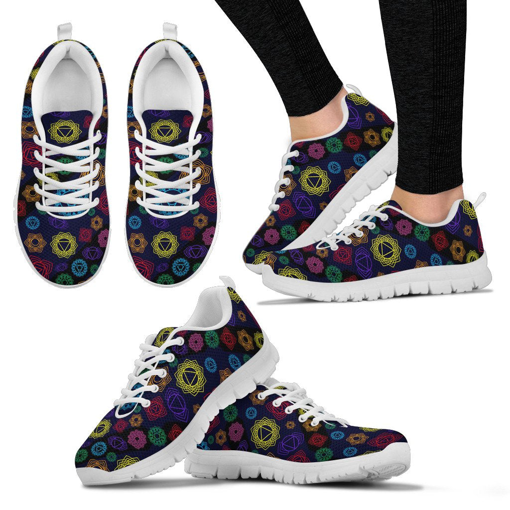 Chakra Colorful Print Pattern Women Sneakers Shoes