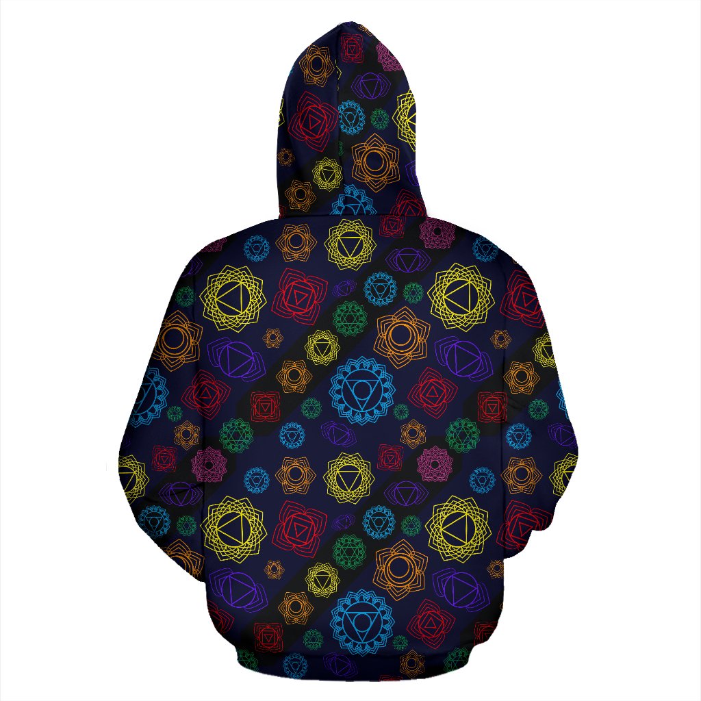 Chakra Colorful Print Pattern Zip Up Hoodie