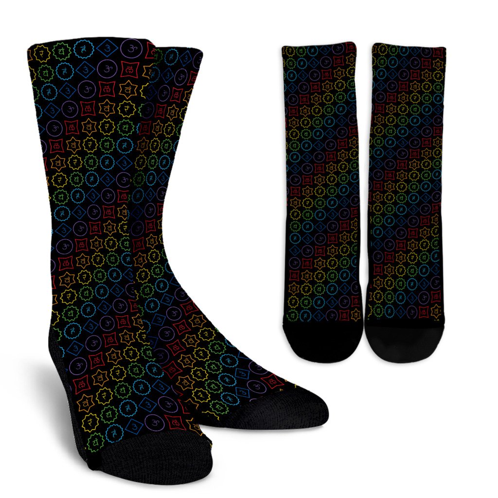 Chakra Colorful Symbol Pattern Crew Socks