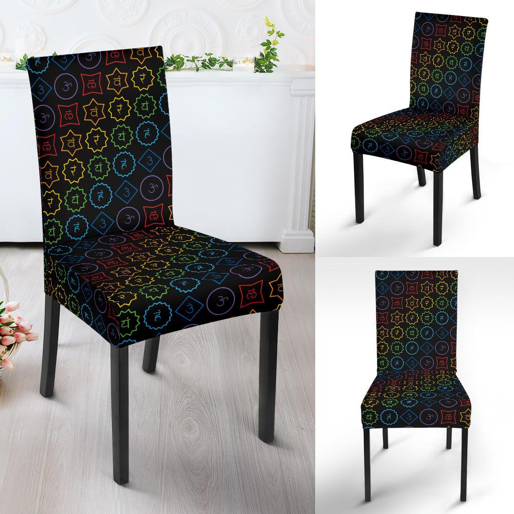 Chakra Colorful Symbol Pattern Dinning Chair Slipper-JTAMIGO.COM