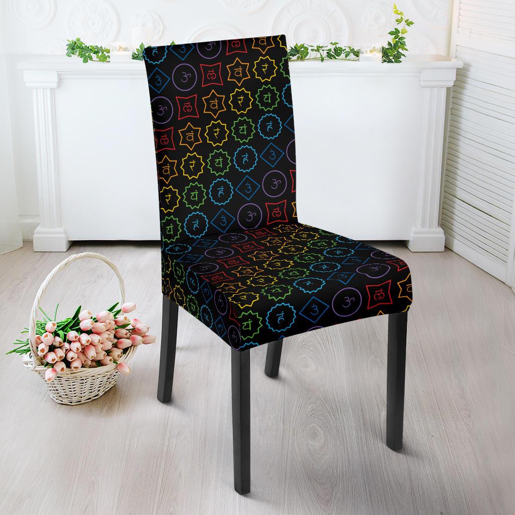 Chakra Colorful Symbol Pattern Dinning Chair Slipper-JTAMIGO.COM