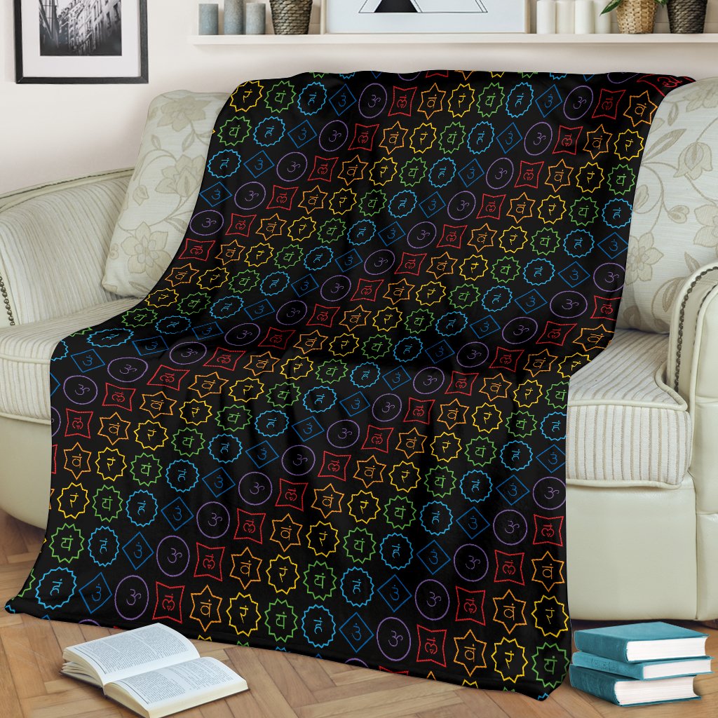 Chakra Colorful Symbol Pattern Fleece Blanket