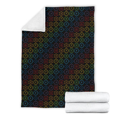 Chakra Colorful Symbol Pattern Fleece Blanket