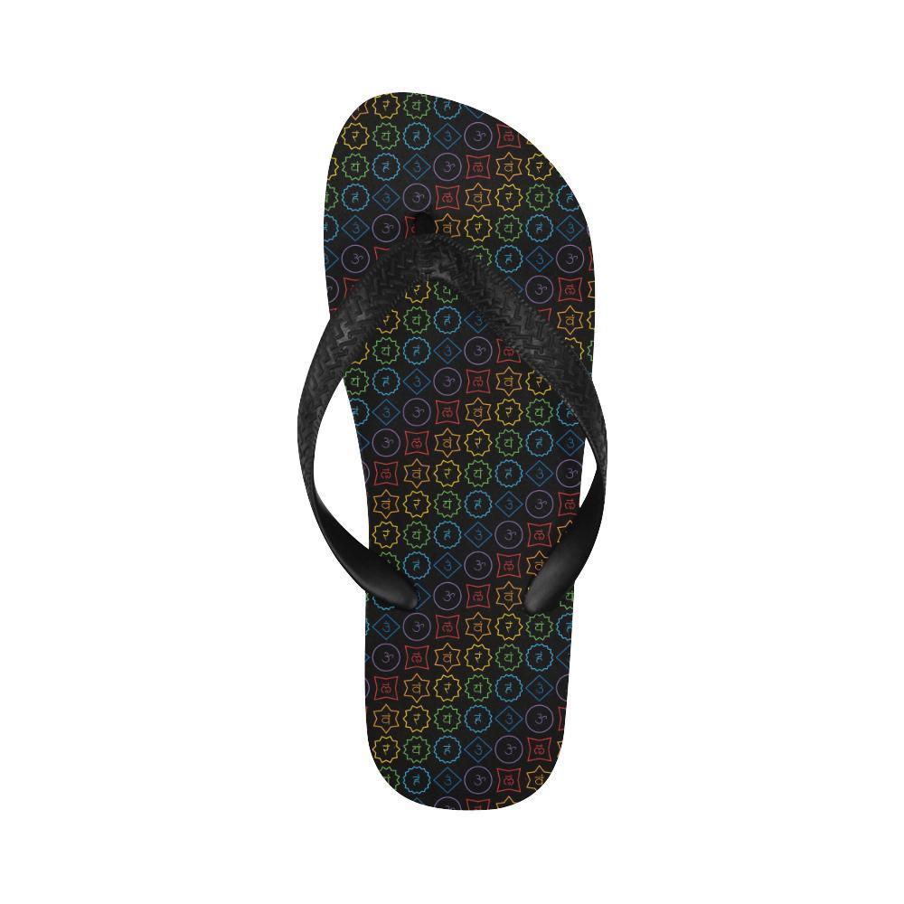 Chakra Colorful Symbol Pattern Flip Flops-JTAMIGO.COM