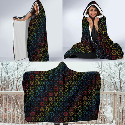 Chakra Colorful Symbol Pattern Hooded Blanket-JTAMIGO.COM