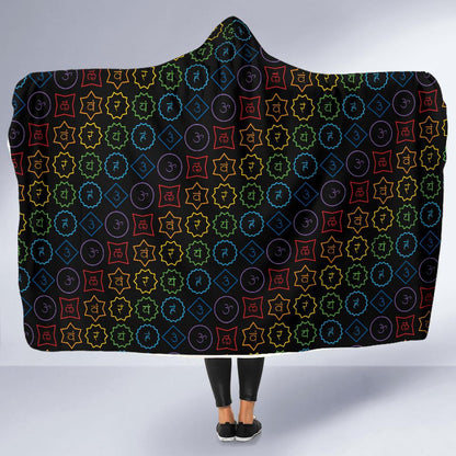 Chakra Colorful Symbol Pattern Hooded Blanket-JTAMIGO.COM
