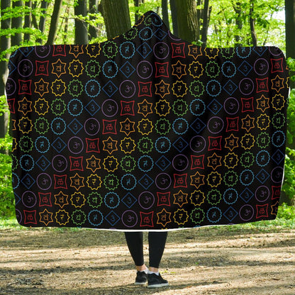 Chakra Colorful Symbol Pattern Hooded Blanket-JTAMIGO.COM