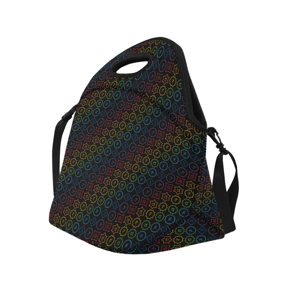 Chakra Colorful Symbol Pattern Neoprene Lunch Bag (Model 1669)(Large)-JTAMIGO.COM