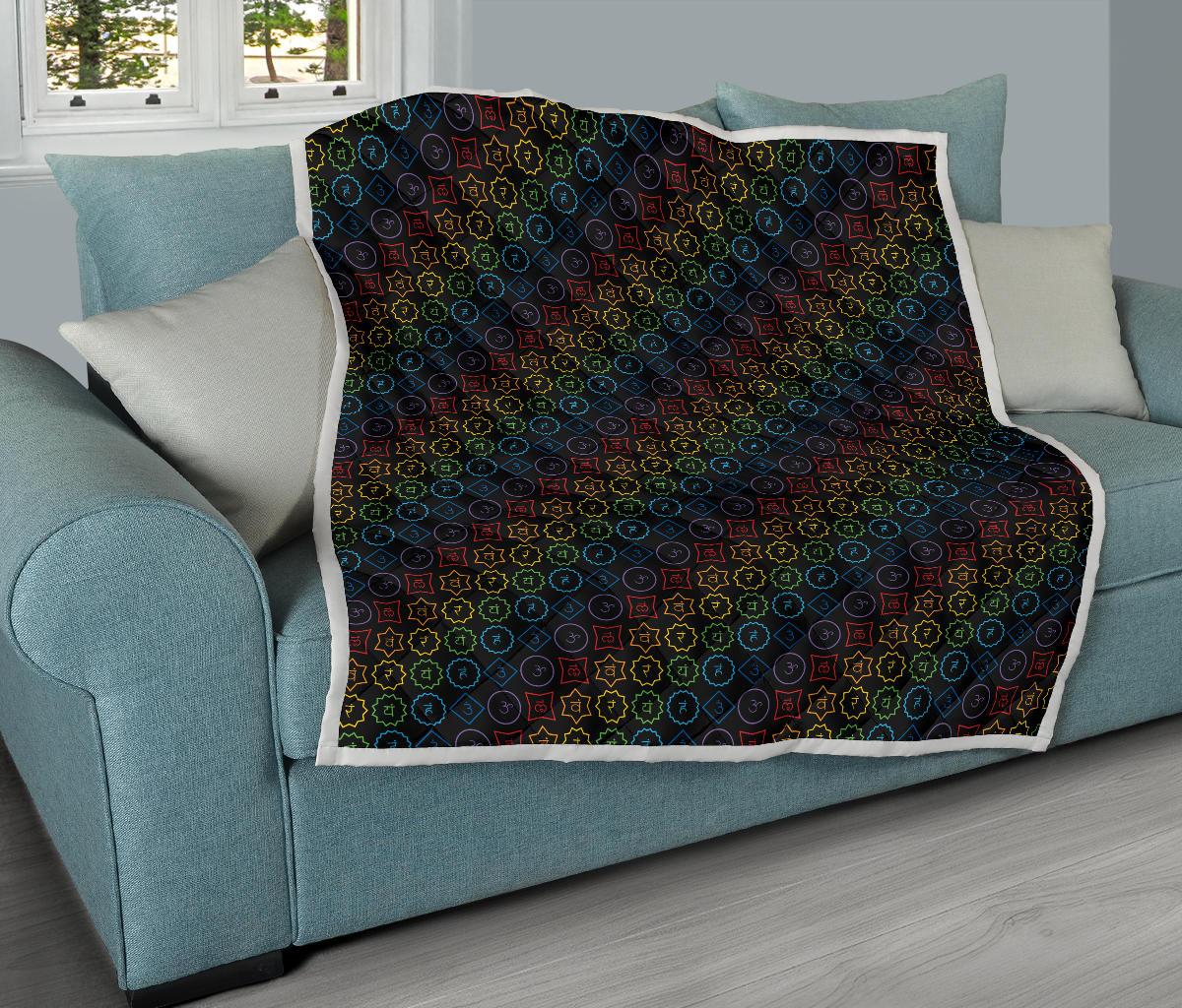 Chakra Colorful Symbol Pattern Premium Quilt-JTAMIGO.COM