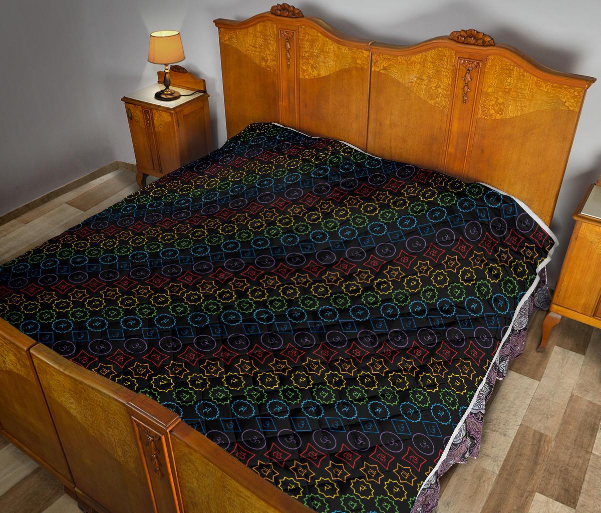 Chakra Colorful Symbol Pattern Premium Quilt-JTAMIGO.COM