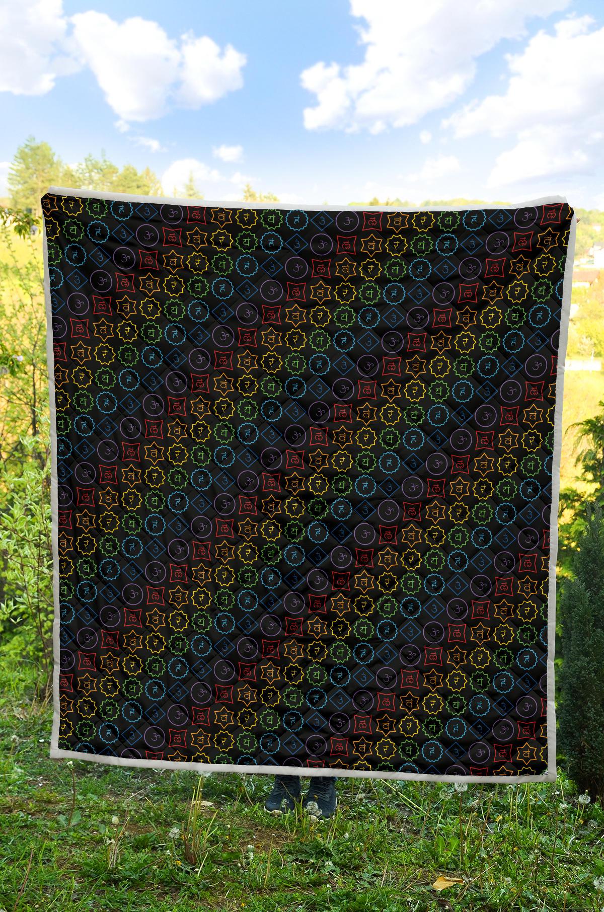 Chakra Colorful Symbol Pattern Premium Quilt-JTAMIGO.COM