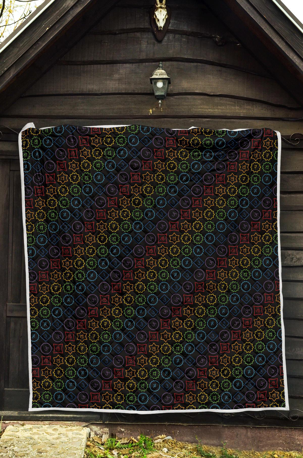 Chakra Colorful Symbol Pattern Premium Quilt-JTAMIGO.COM