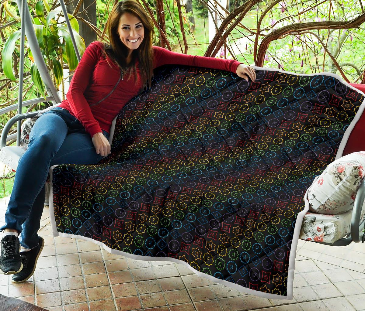Chakra Colorful Symbol Pattern Premium Quilt-JTAMIGO.COM