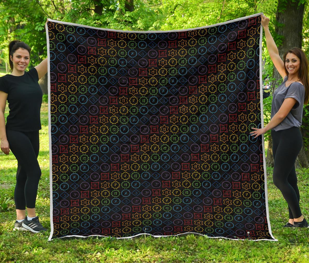Chakra Colorful Symbol Pattern Premium Quilt-JTAMIGO.COM