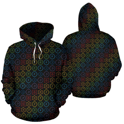 Chakra Colorful Symbol Pattern Pullover Hoodie