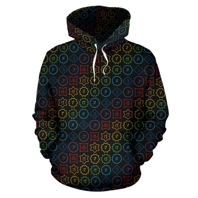 Chakra Colorful Symbol Pattern Pullover Hoodie
