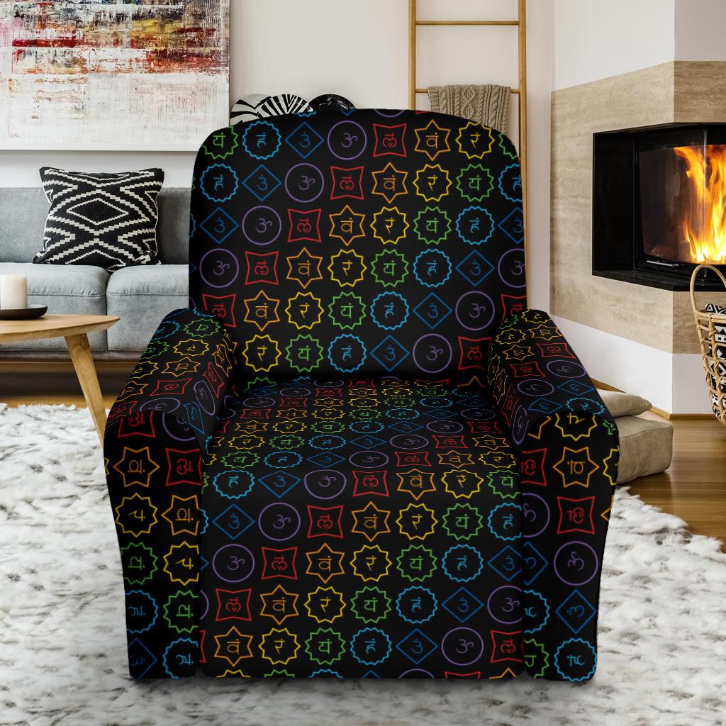Chakra Colorful Symbol Pattern Single Sofa Slipcover -JTAMIGO.COM