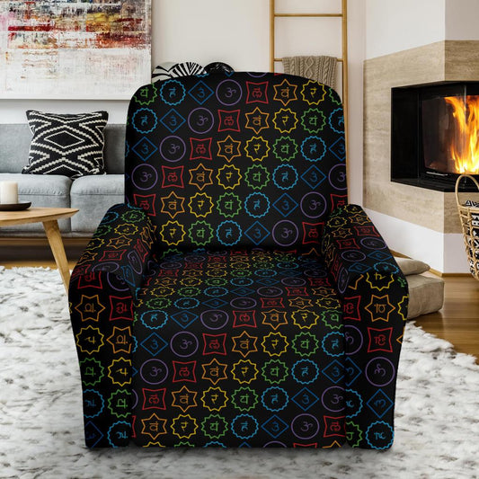 Chakra Colorful Symbol Pattern Single Sofa Slipcover -JTAMIGO.COM