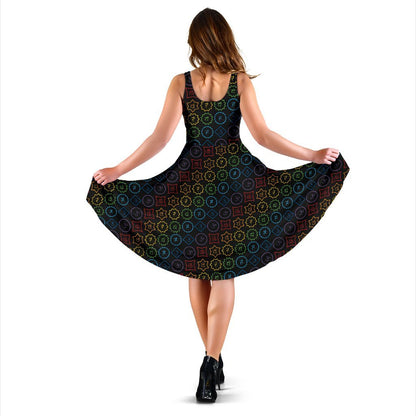 Chakra Colorful Symbol Pattern Sleeveless Dress