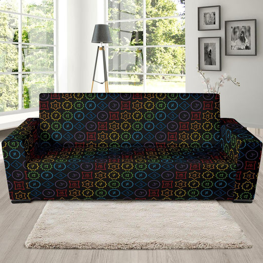 Chakra Colorful Symbol Pattern Sofa Slipcover-JTAMIGO.COM