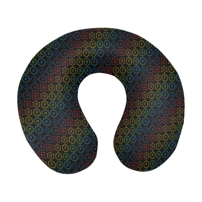 Chakra Colorful Symbol Pattern U-Shaped Travel Neck Pillow-JTAMIGO.COM