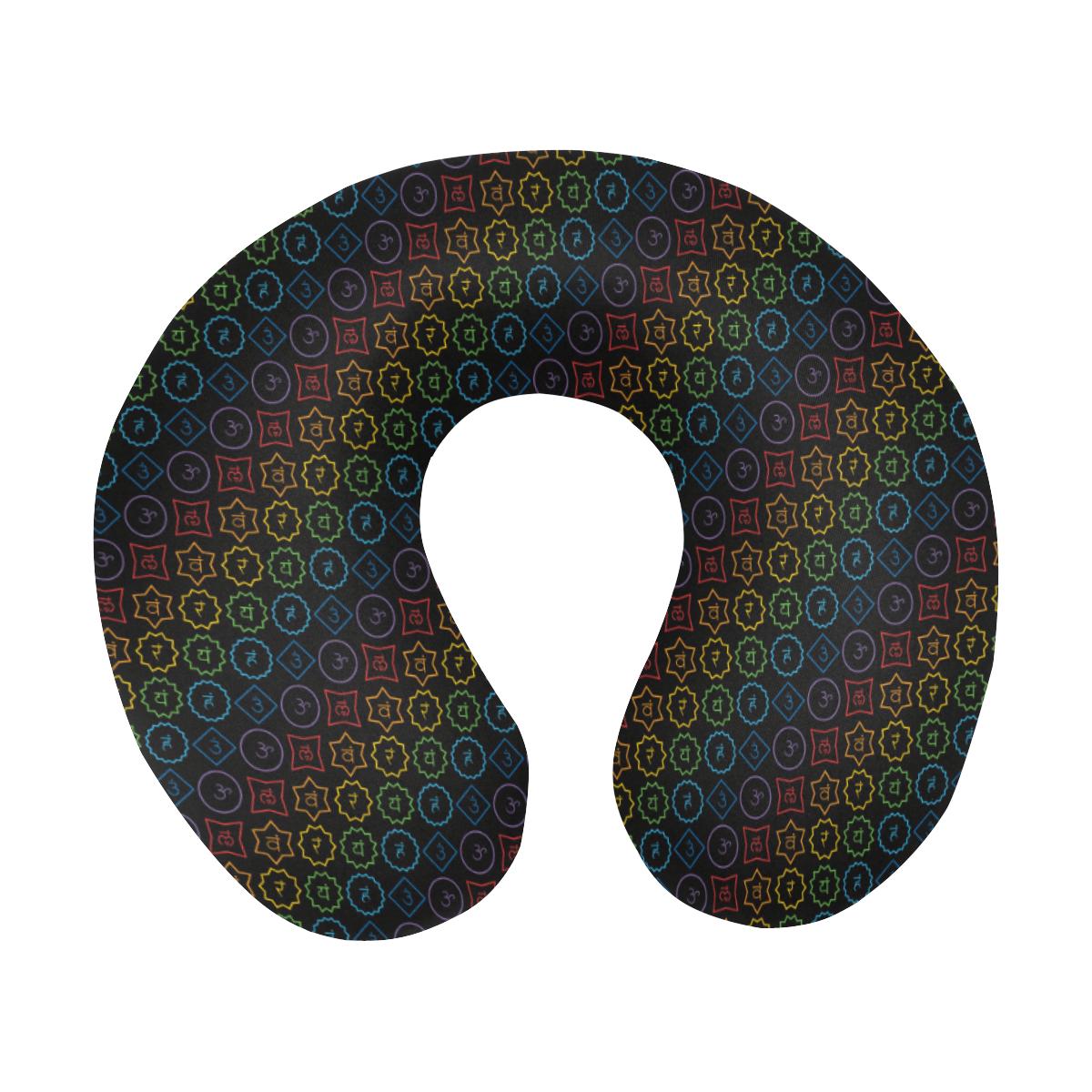 Chakra Colorful Symbol Pattern U-Shaped Travel Neck Pillow-JTAMIGO.COM